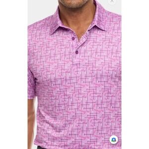New Robert Graham Pink Novelty IRON PLAY Golf Polo Shirt Performance Size Large